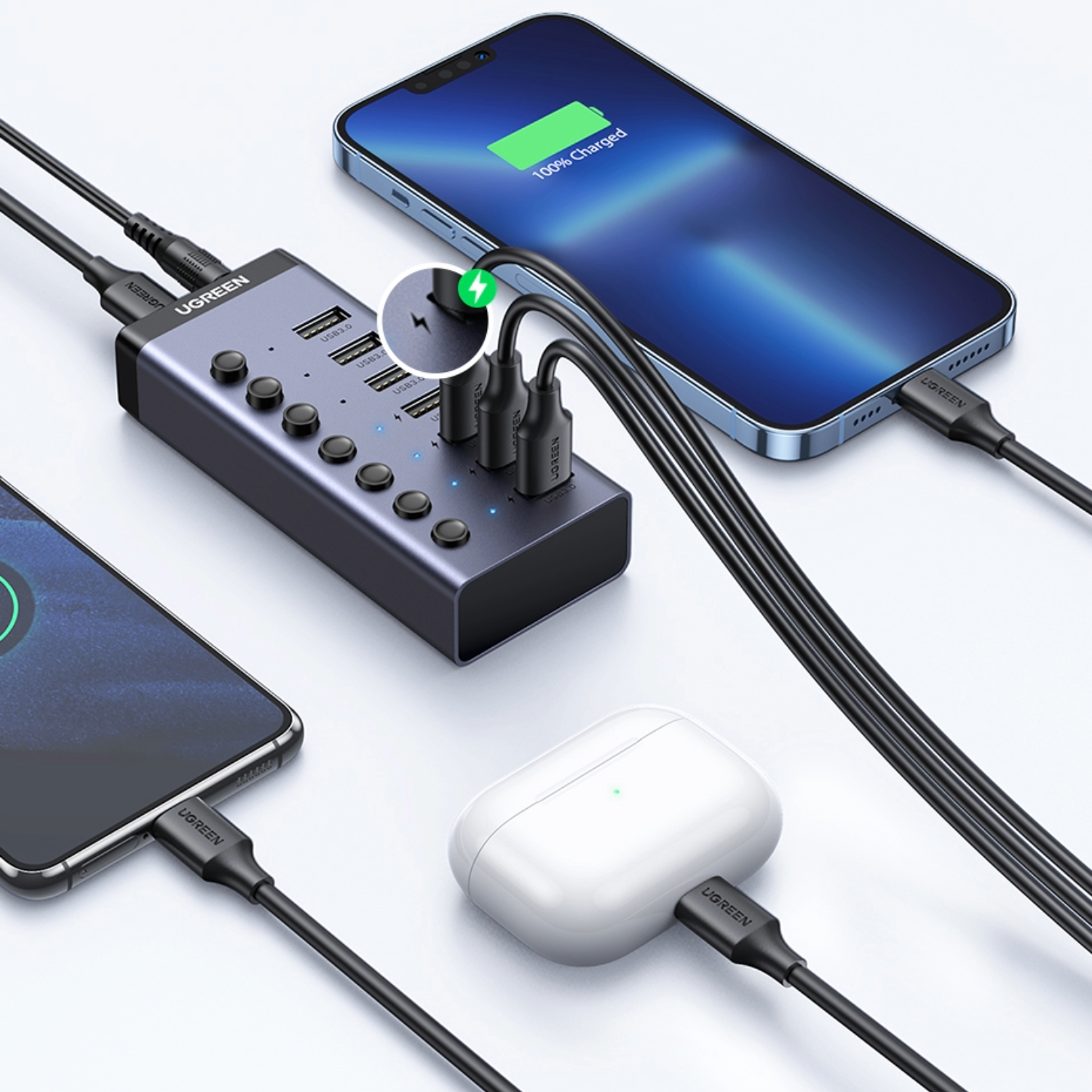 UGREEN 7 in 1 USB 3.0 Hub-Grey - Image 5