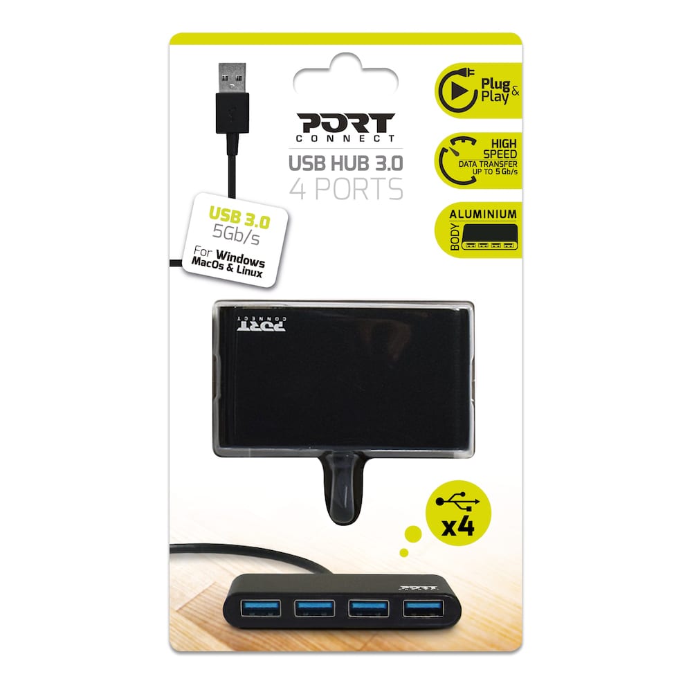 Port USB3.0 to 4 x USB3.0 5Gbps 4 Port Hub - Black - Image 5