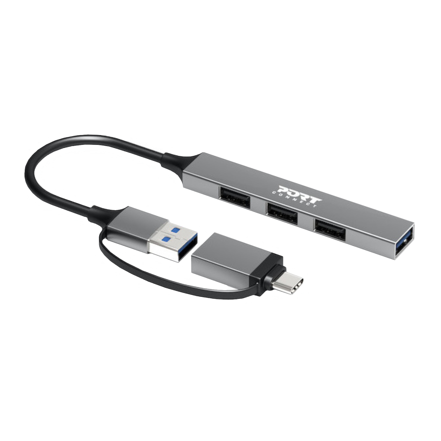 Port Connect USB Type-C to 4-port USB-A 3.0/2.0 Hub - Image 2