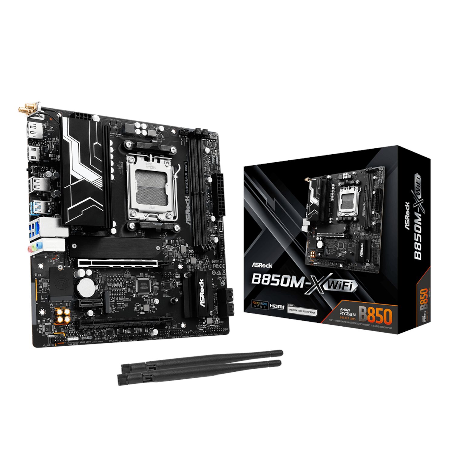 ASRock B850M-X WiFi AM5 Micro ATX Motherboard (DDR5, PCIe 5.0, Wi-Fi 6E)