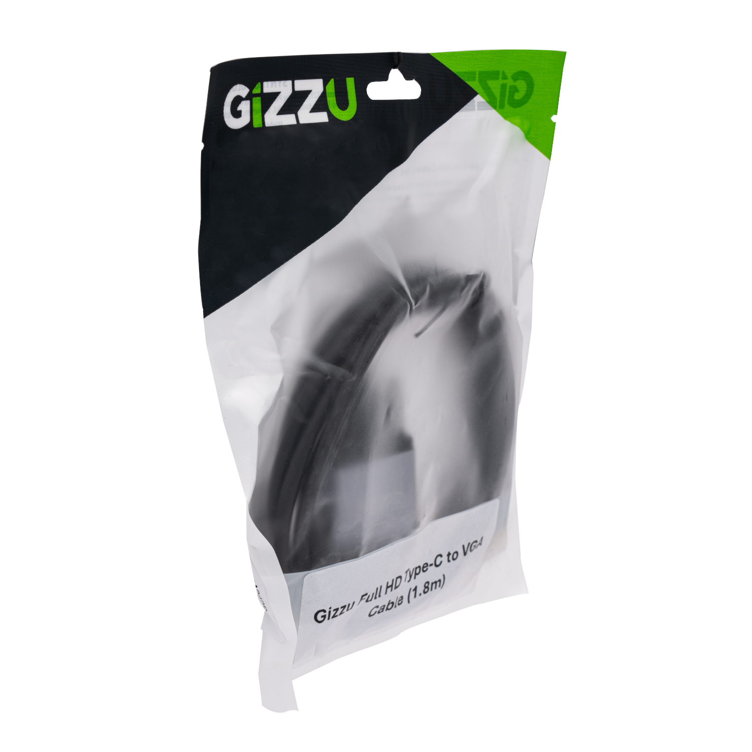 Gizzu Full HD Type-C to VGA Cable (1.8m) - Black - Image 3