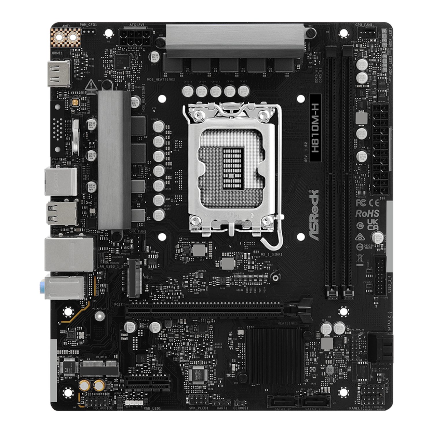 ASRock H810M-H Intel LGA1851 Micro ATX Motherboard - Black - Image 2
