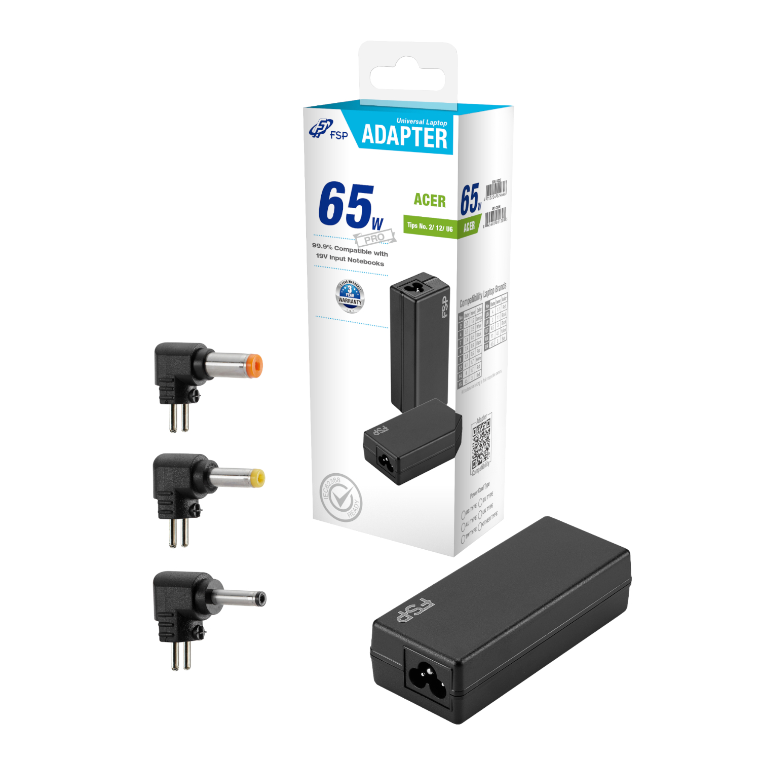 FSP PRO 65W Universal Laptop Adapter - Acer
