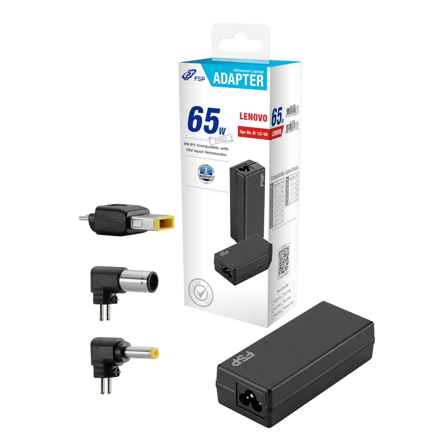 FSP PRO 65W Universal Laptop Adapter - Lenovo