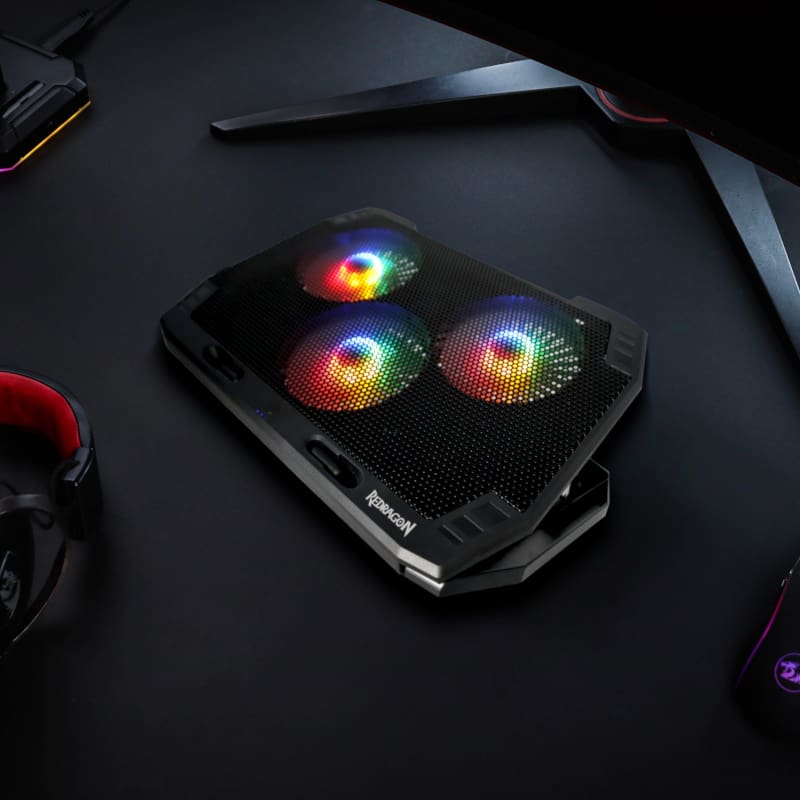 Redragon Dual USB 3 Fan RGB Gaming Notebook Stand - Image 5