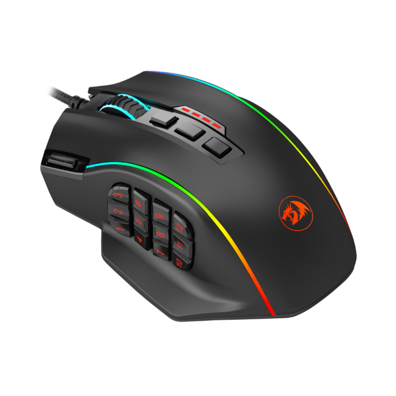 REDRAGON PERDICTION 4 12400DPI RGB MMO Ergo Gaming Mouse - Black - Image 4